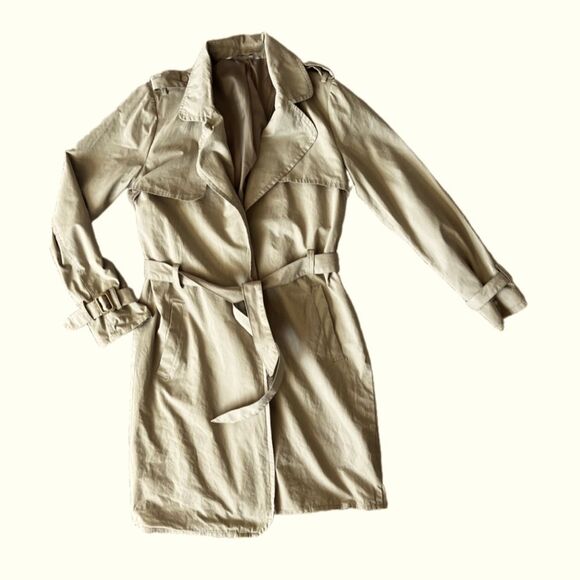 SH|collection neutral tan embroidered floral back trench coat - Picture 2 of 15